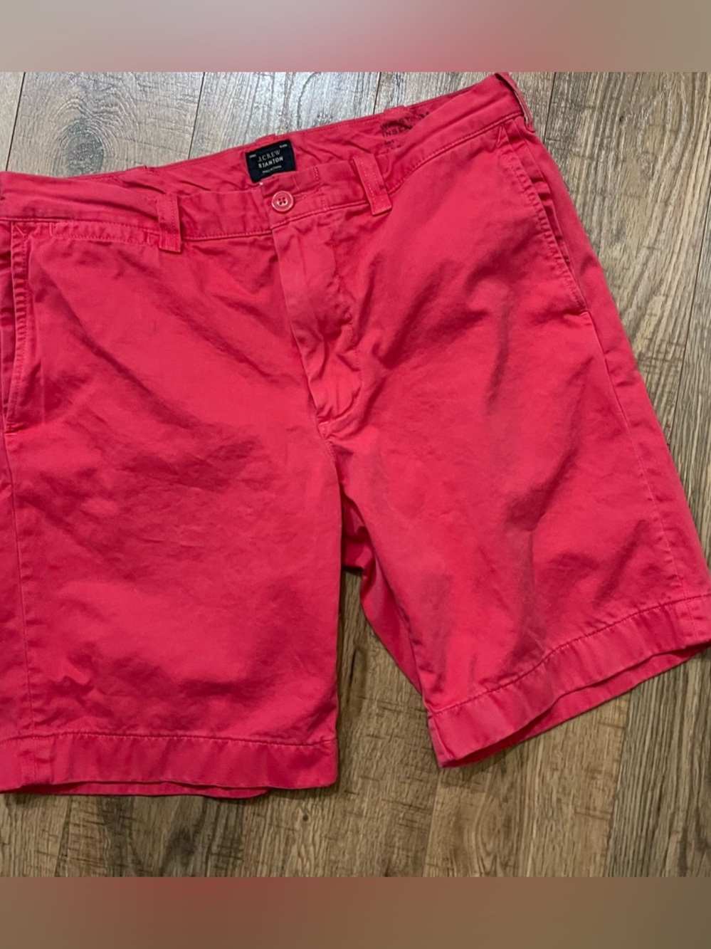 J. Crew Men's Stanton Bright Red Flat Front Chino Shorts Sz 31 9”